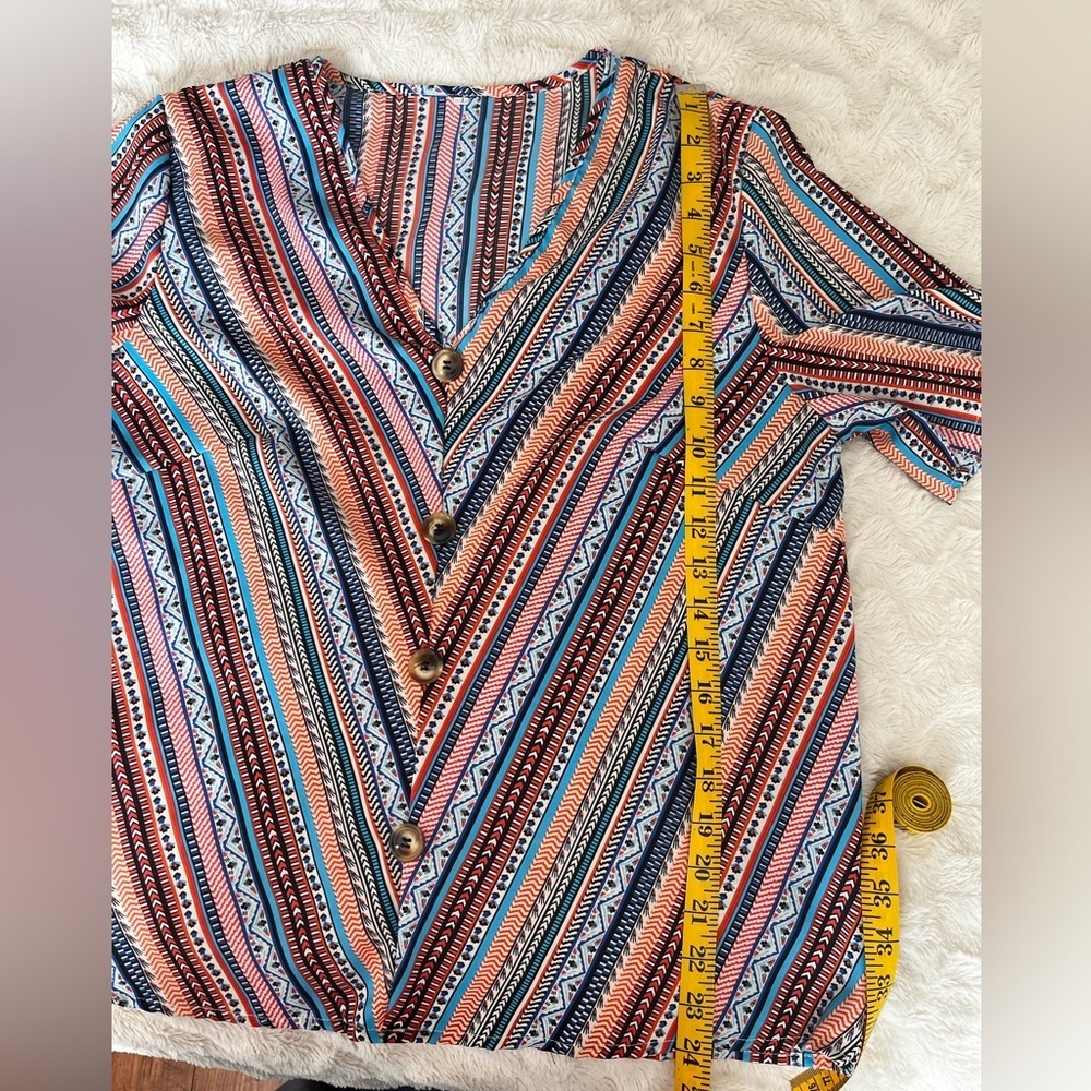 Trendy Multicolor Striped Women's Blouse L - Picture 8 of 8
